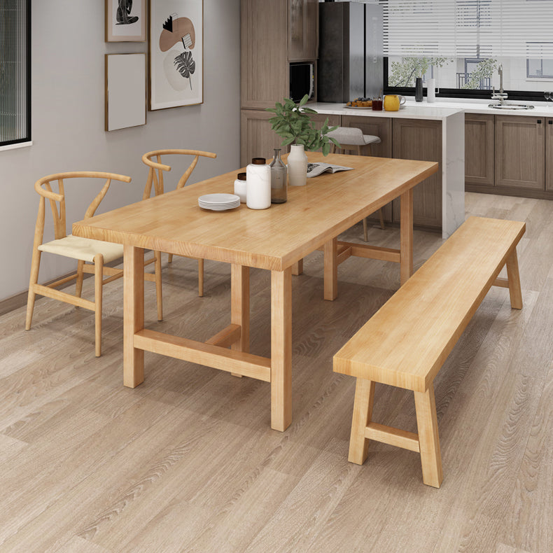 Eenvoudige keuken rechthoek eettafel massief hout kaki eettafel met dubbele voetstukbases