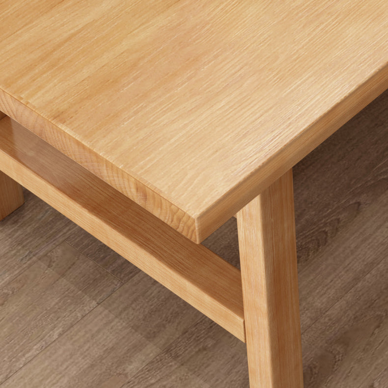 Eenvoudige keuken rechthoek eettafel massief hout kaki eettafel met dubbele voetstukbases
