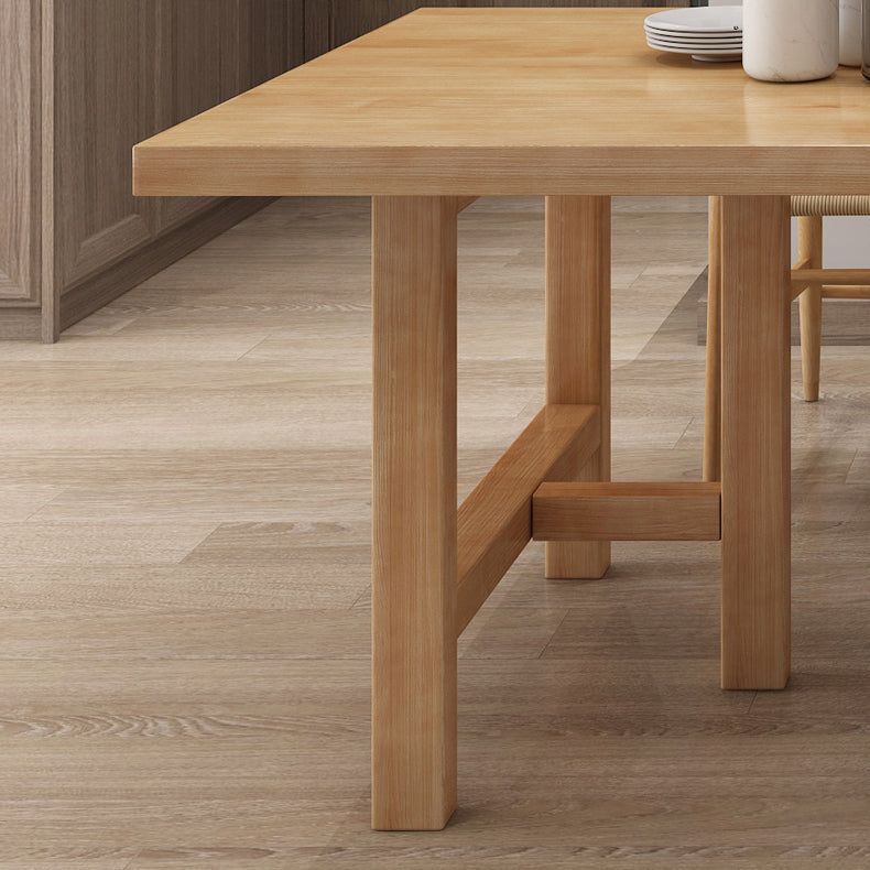 Eenvoudige keuken rechthoek eettafel massief hout kaki eettafel met dubbele voetstukbases