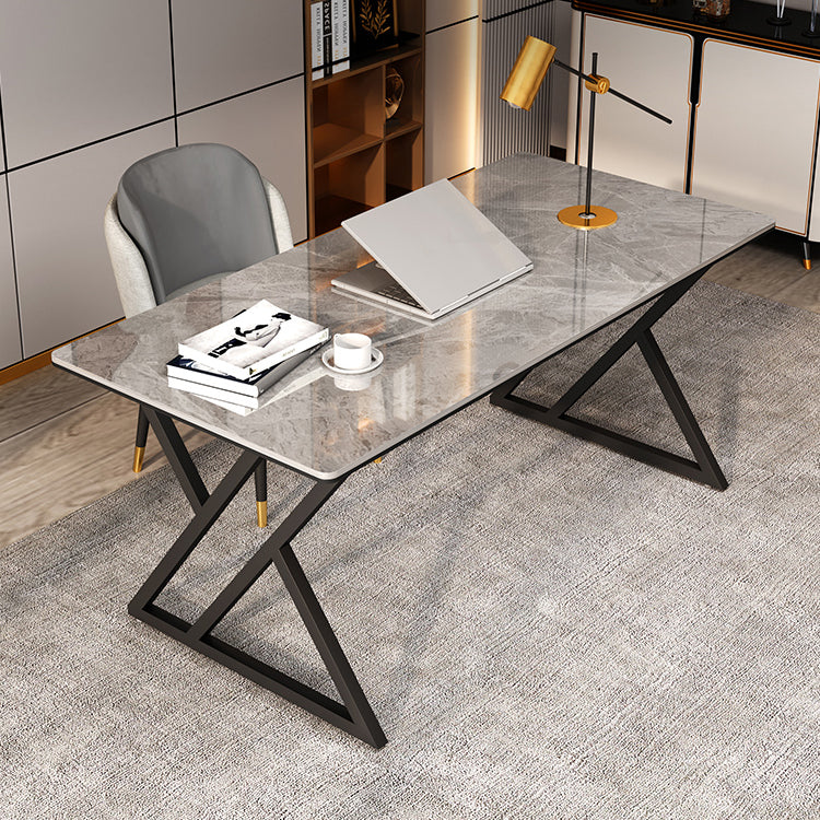 Rectangle Four-Color Dining Table Sintered Stone Table Modern with Double Pedestal