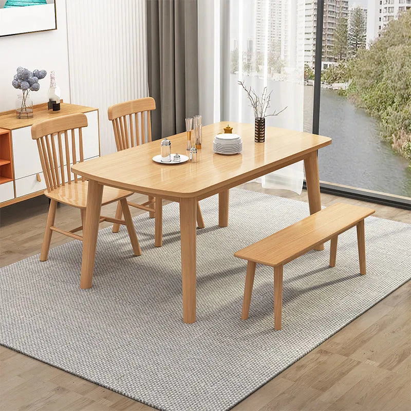 Rubberwood Solid Wood Dining Table Simplicity Style Dinette Table for Indoor