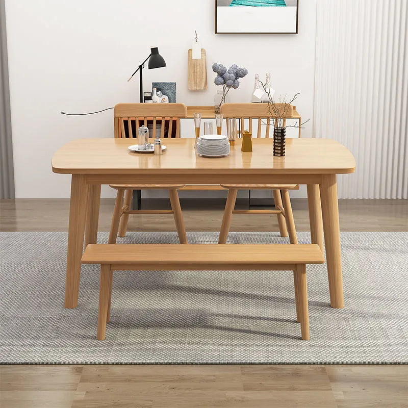 Rubberwood Solid Wood Dining Table Simplicity Style Dinette Table for Indoor