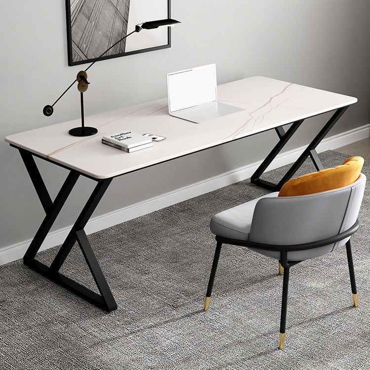 Rechthoek gesinterde stenen tweekleurige eettafel eenvoud dubbele voetstuktafel voor eetkamer