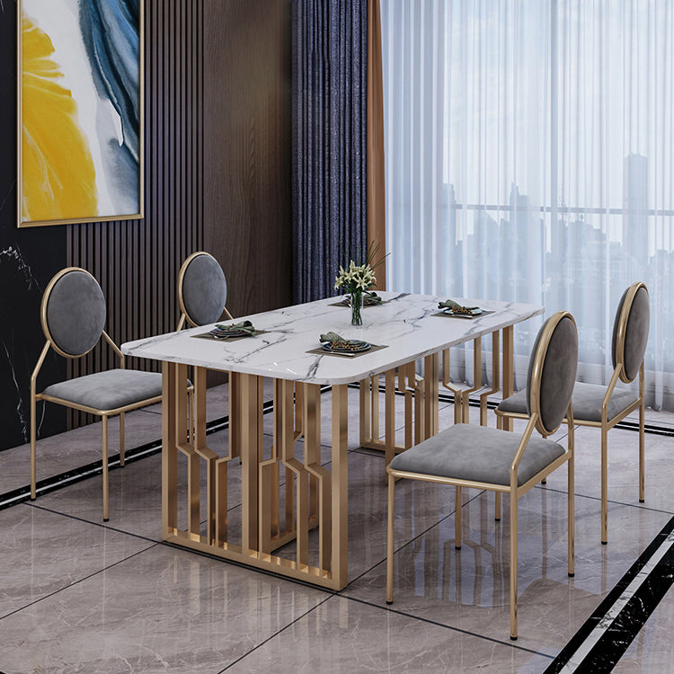 Metal Traditional Luxury Rectangle Table Sintered Stone Table for Kitchen