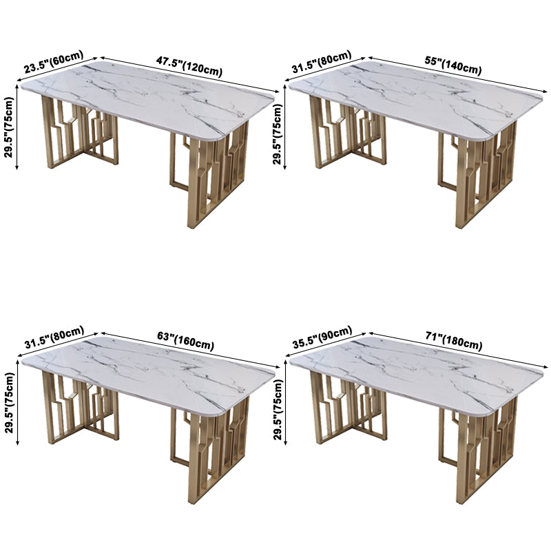 Metal Traditional Luxury Rectangle Table Sintered Stone Table for Kitchen
