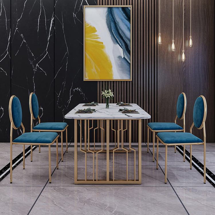 Metal Traditional Luxury Rectangle Table Sintered Stone Table for Kitchen