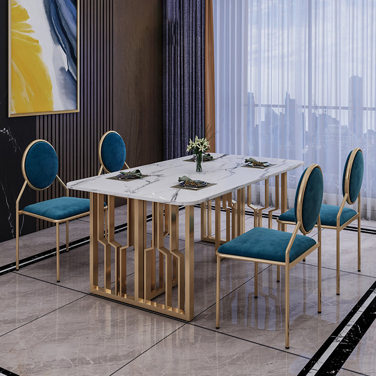 Metal Traditional Luxury Rectangle Table Sintered Stone Table for Kitchen