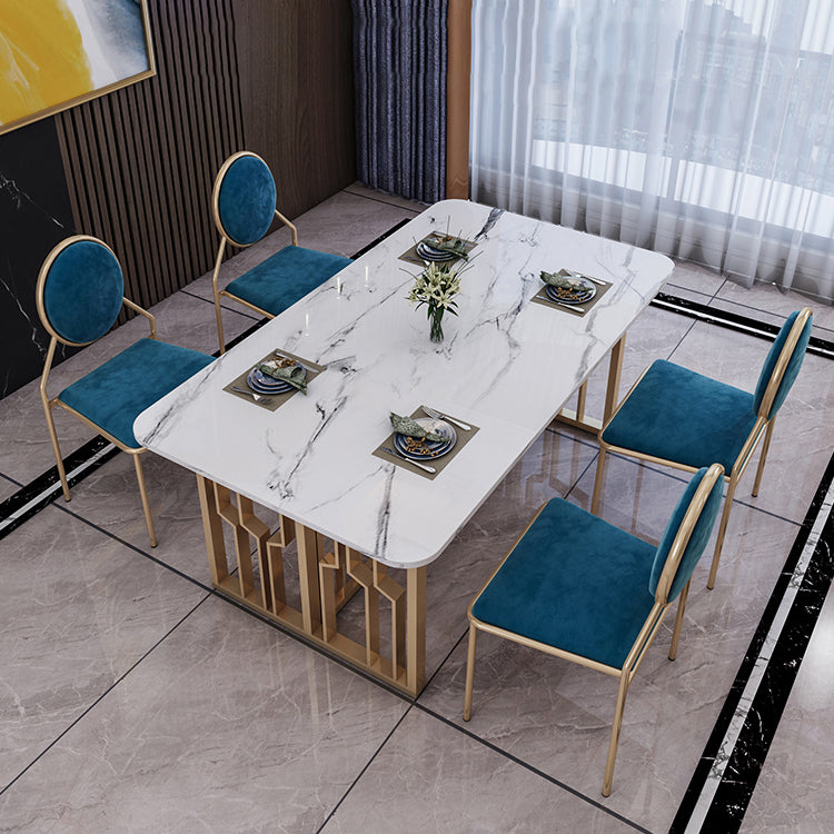 Metal Traditional Luxury Rectangle Table Sintered Stone Table for Kitchen