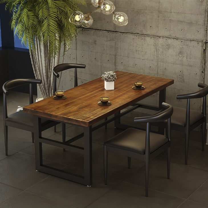 Mesa de comedor de madera sólida industrial mesa de comedor de base de caballete para el hogar