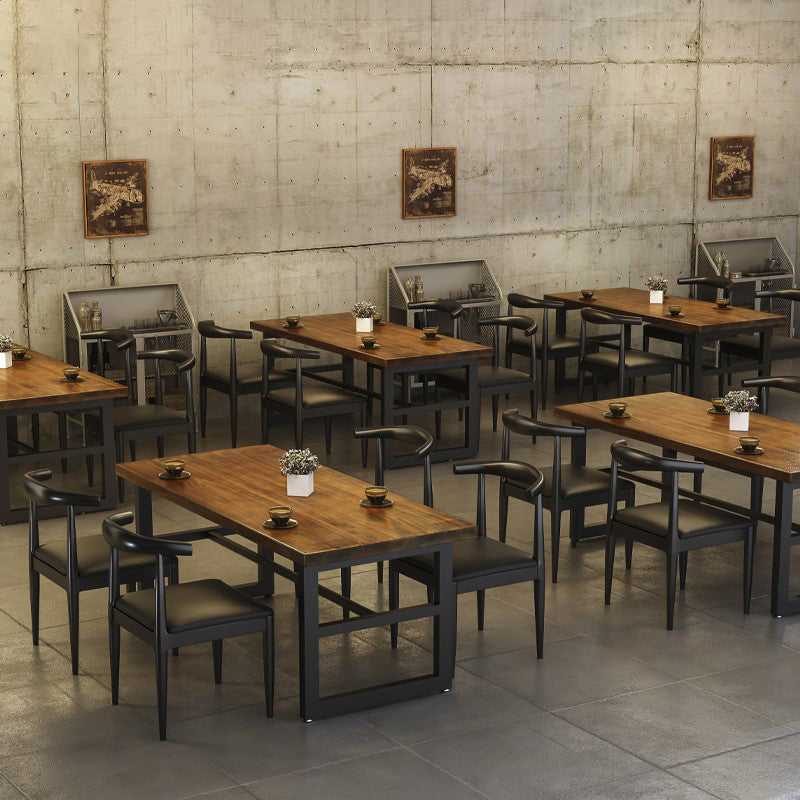 Mesa de comedor de madera sólida industrial mesa de comedor de base de caballete para el hogar