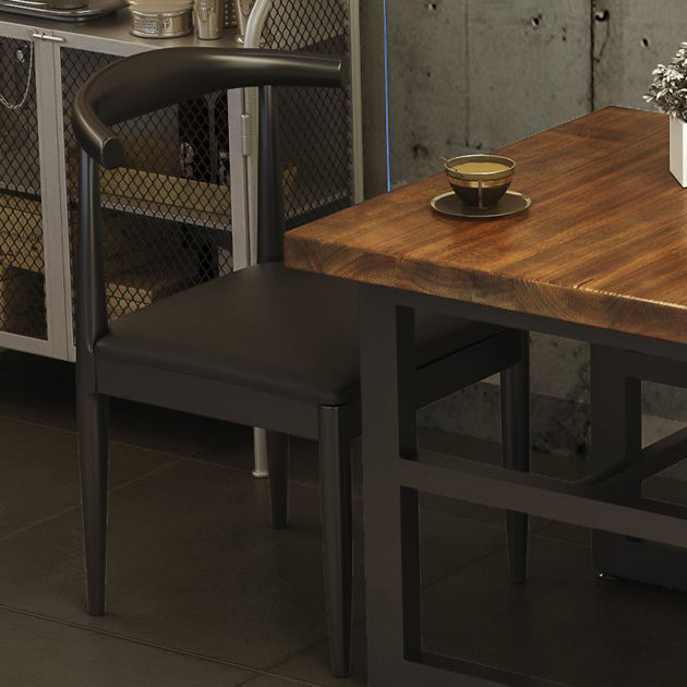 Mesa de comedor de madera sólida industrial mesa de comedor de base de caballete para el hogar