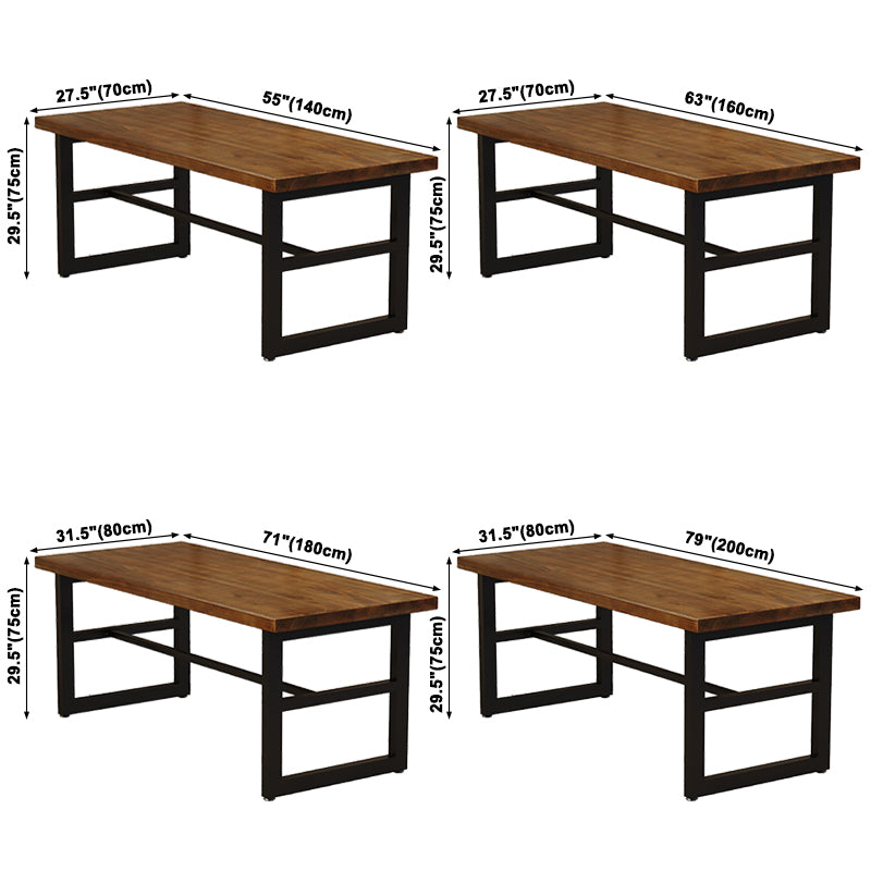 Mesa de comedor de madera sólida industrial mesa de comedor de base de caballete para el hogar