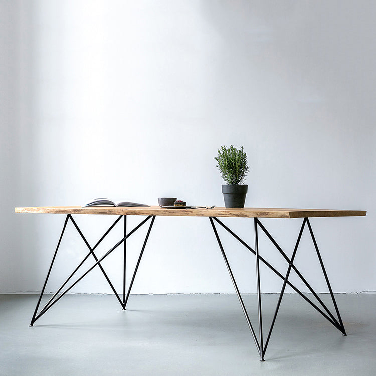 Traditional Luxury Rectangle Dining Room Table Solid Wood Table with 4 Legs