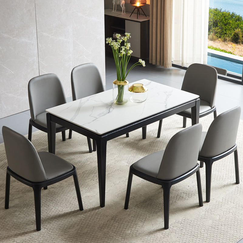 Moderne stijl thuis gesinterde stenen eettafel rechthoekige vormtafel met 4 potenbasis