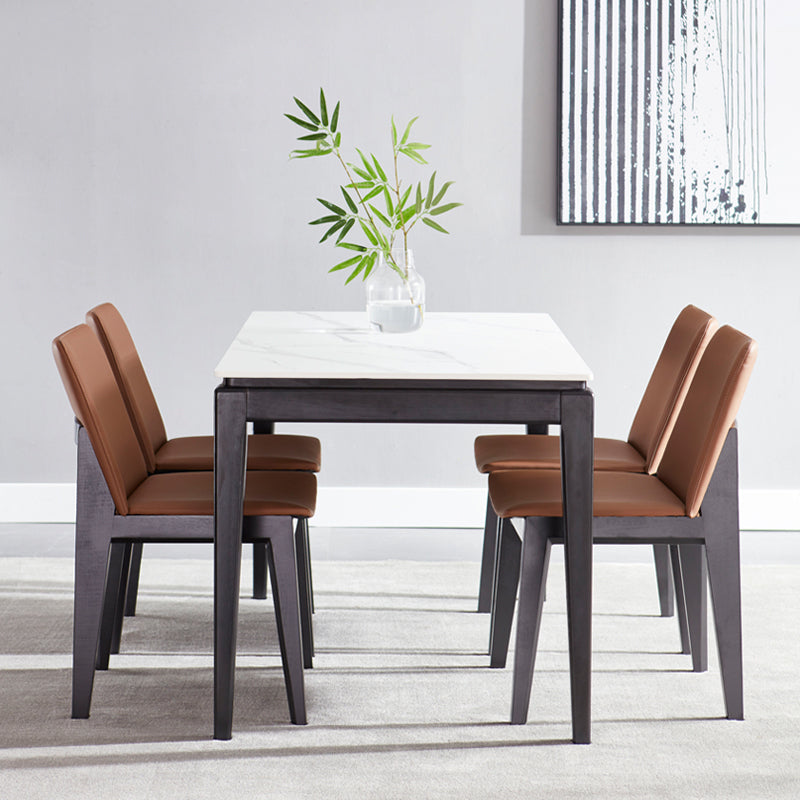 Moderne stijl thuis gesinterde stenen eettafel rechthoekige vormtafel met 4 potenbasis