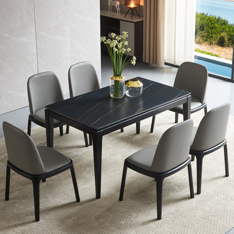 Moderne stijl thuis gesinterde stenen eettafel rechthoekige vormtafel met 4 potenbasis