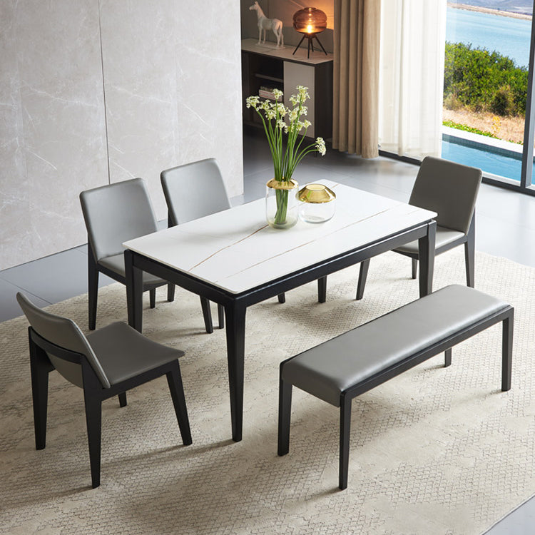 Moderne stijl thuis gesinterde stenen eettafel rechthoekige vormtafel met 4 potenbasis