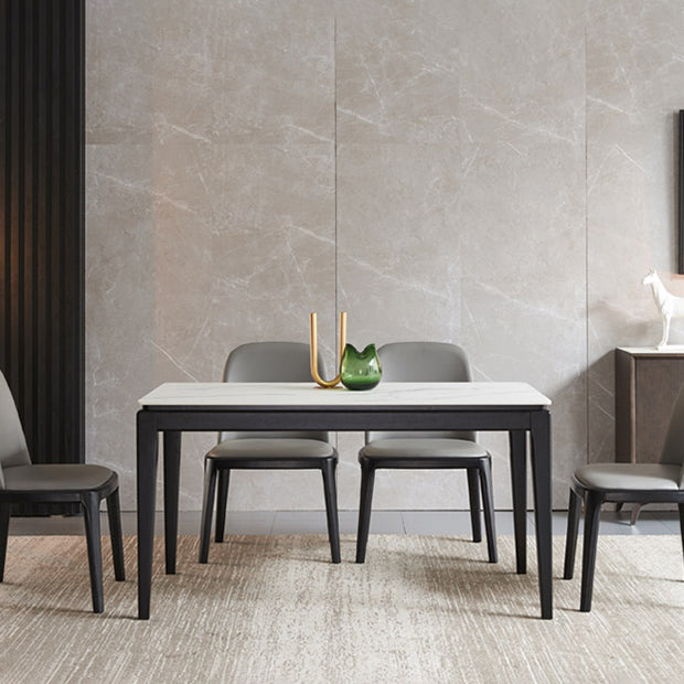 Moderne stijl thuis gesinterde stenen eettafel rechthoekige vormtafel met 4 potenbasis