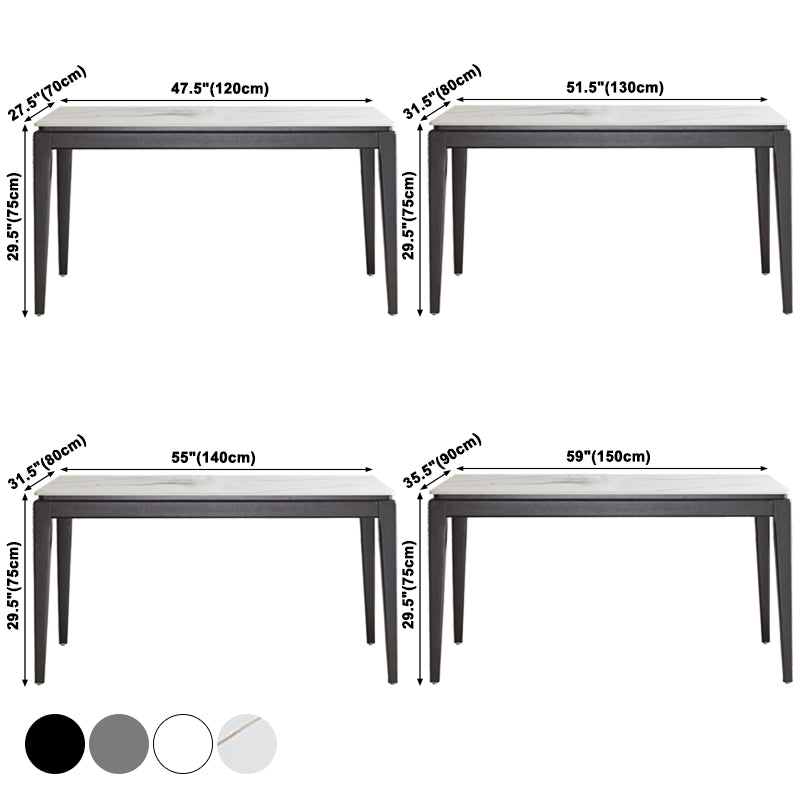Moderne stijl thuis gesinterde stenen eettafel rechthoekige vormtafel met 4 potenbasis