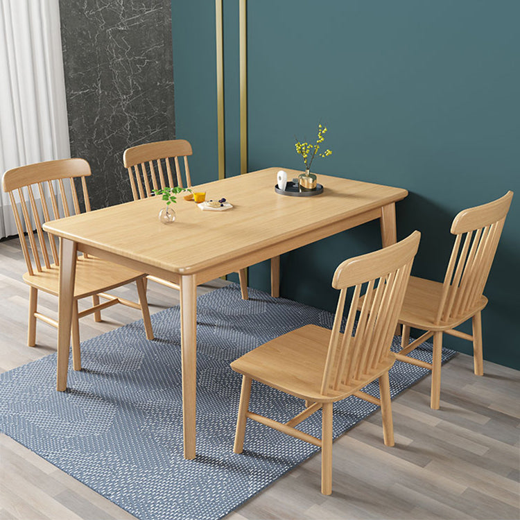 Eigentijdse massieve houten rechthoekige vorm eettafel standaard eettafel met 4 potenbasis