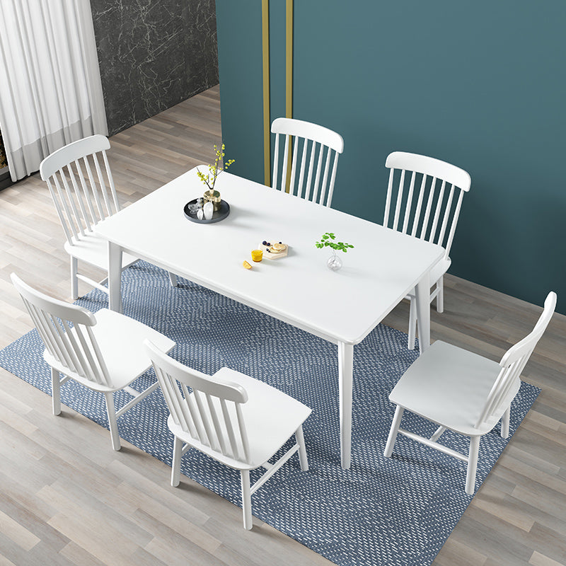 Eigentijdse massieve houten rechthoekige vorm eettafel standaard eettafel met 4 potenbasis
