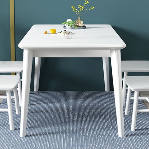 Eigentijdse massieve houten rechthoekige vorm eettafel standaard eettafel met 4 potenbasis