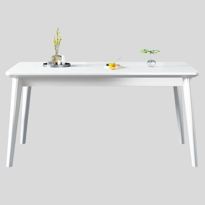 Eigentijdse massieve houten rechthoekige vorm eettafel standaard eettafel met 4 potenbasis