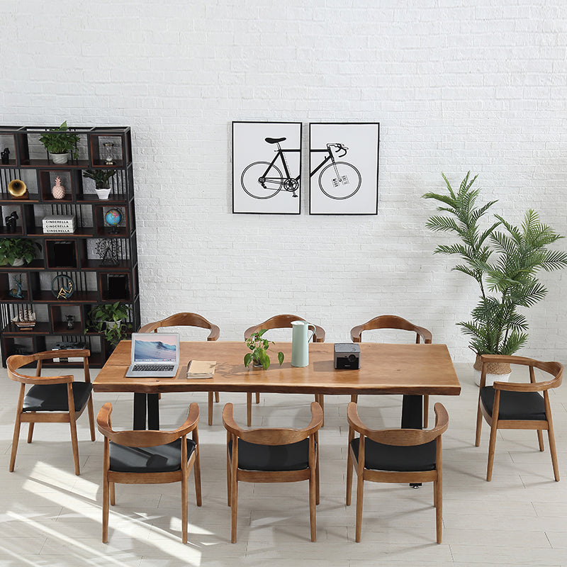 Forme rectangle 4 jambes table à manger industrielle Couleur en bois Tableau fixe de bois massif