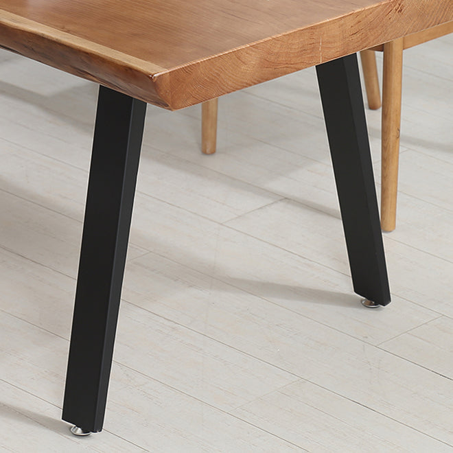 Forme rectangle 4 jambes table à manger industrielle Couleur en bois Tableau fixe de bois massif