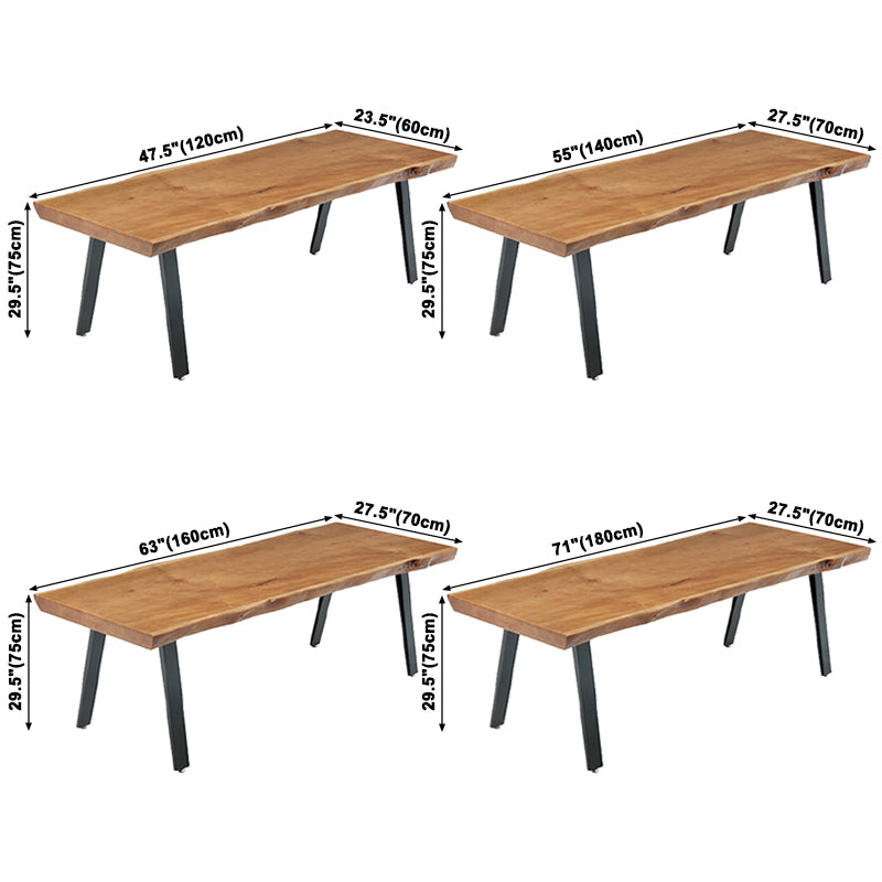 Forme rectangle 4 jambes table à manger industrielle Couleur en bois Tableau fixe de bois massif