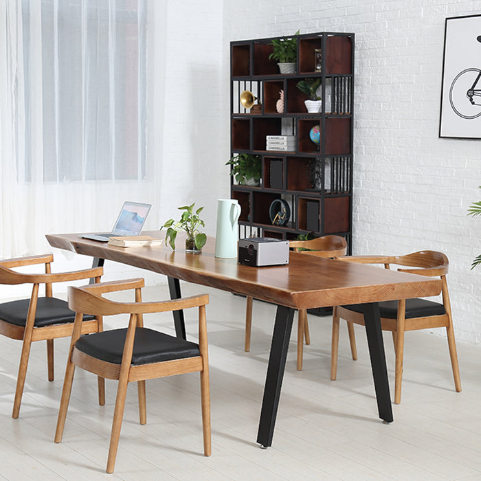 Forme rectangle 4 jambes table à manger industrielle Couleur en bois Tableau fixe de bois massif