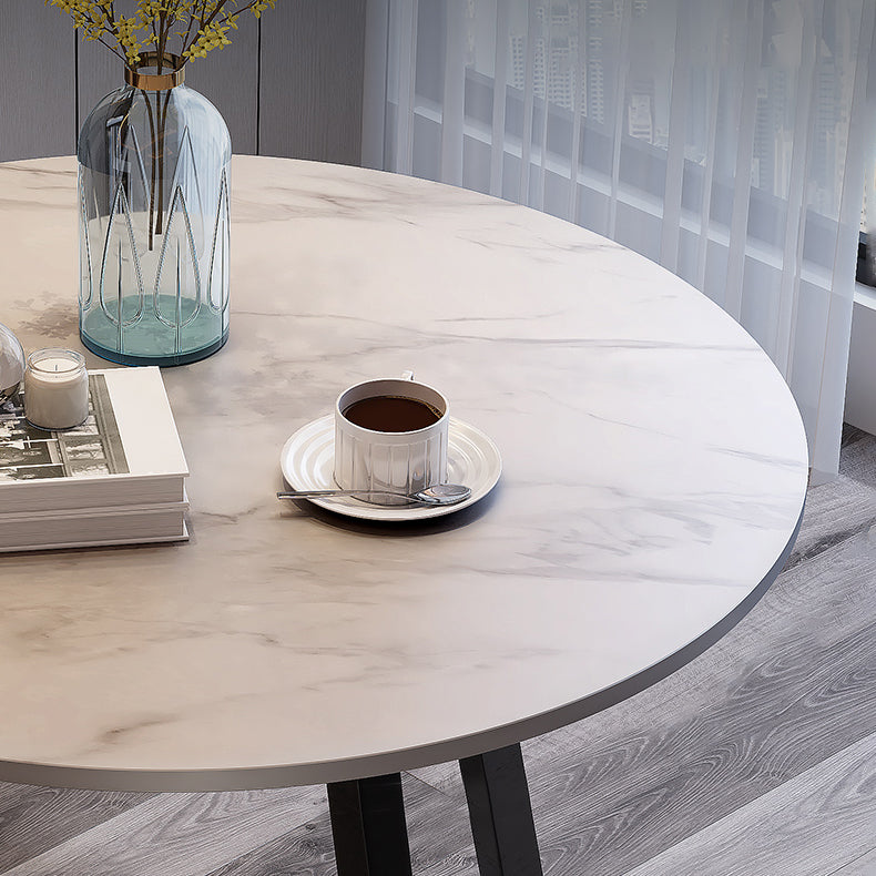 Traditioneller luxuriöser runder Esszimmer Tisch Sintered Steintisch mit doppelter Sockel