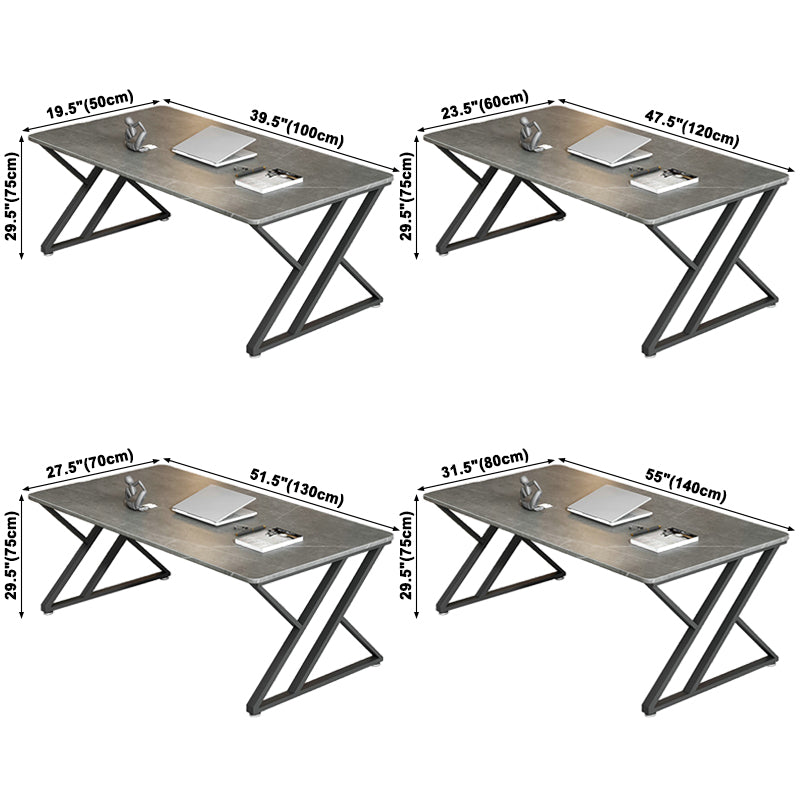 Rectangle Casual Dining Table Grey Tone Fixed Table with Sintered Stone
