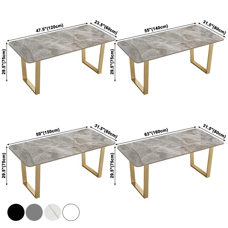 Rechthoekige eettafel Gesinterde stenen tafel Luxe met dubbel voetstuk
