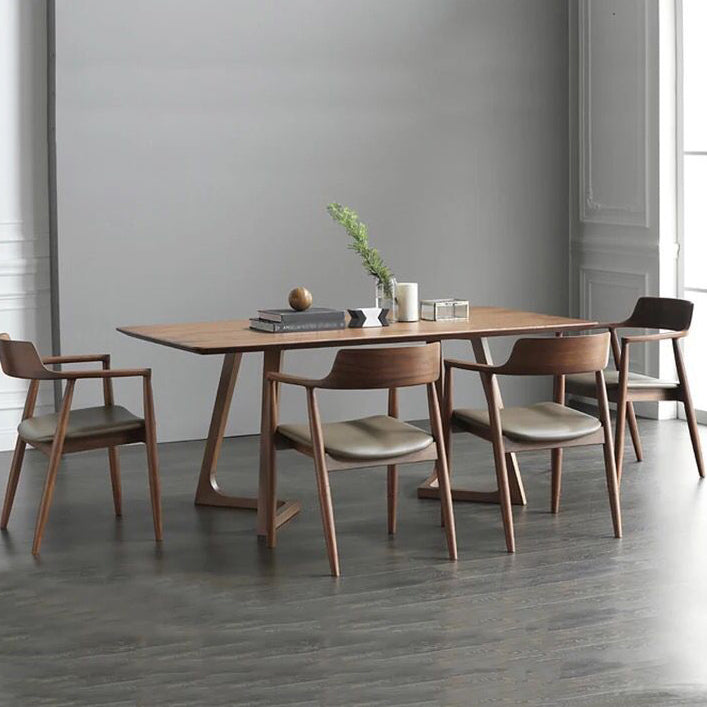 Rechteck minimalistische Esstisch Holzfarbe fester Tisch aus massivem Holz