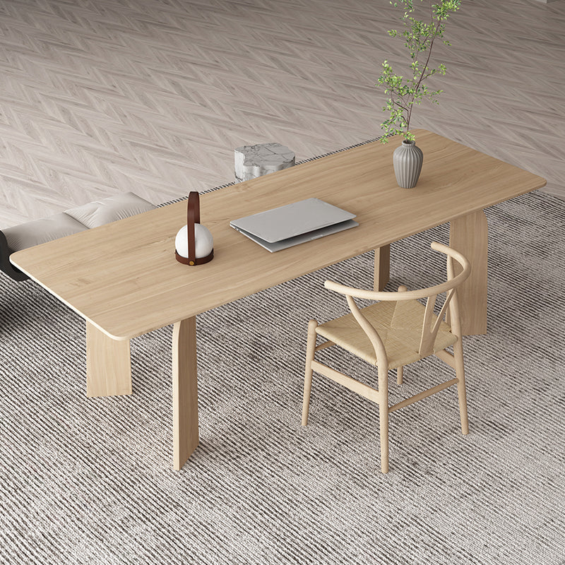 Simple Kitchen Standard Dining Table Solid Wood Khaki Dining Table with 4 Legs Base