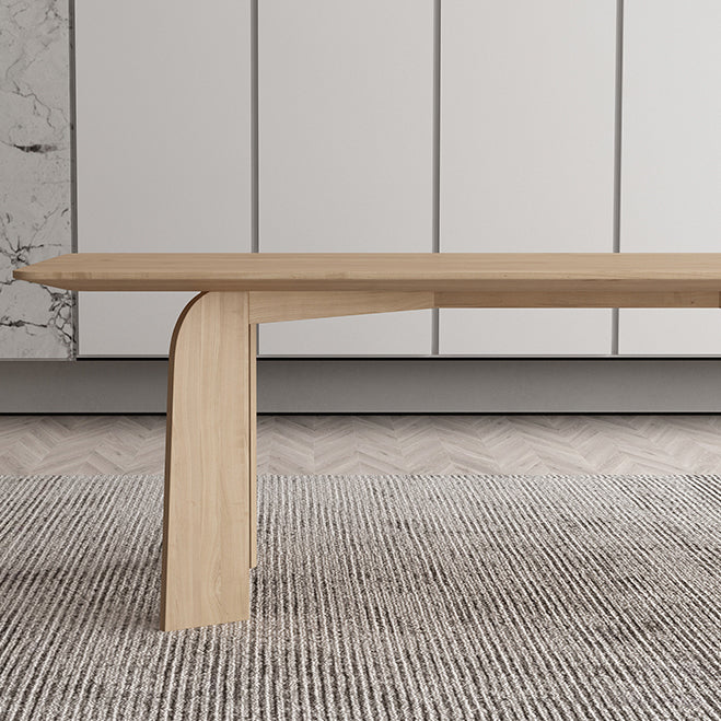 Simple Kitchen Standard Dining Table Solid Wood Khaki Dining Table with 4 Legs Base