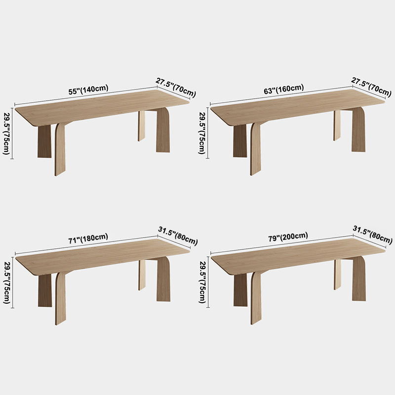 Simple Kitchen Standard Dining Table Solid Wood Khaki Dining Table with 4 Legs Base