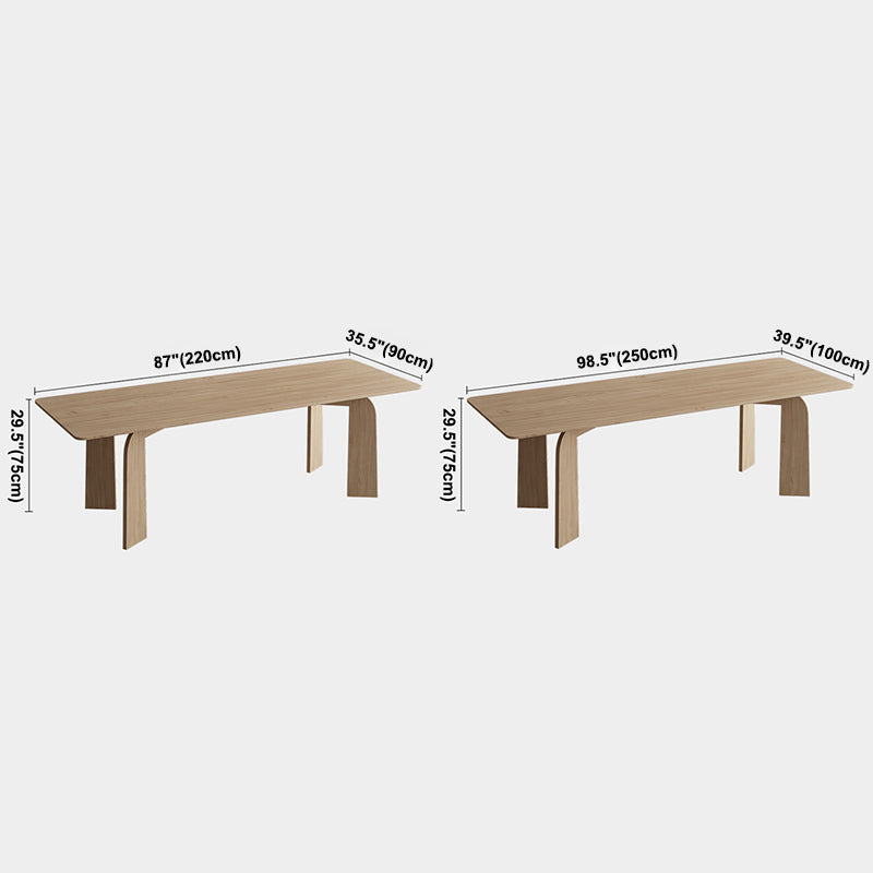 Simple Kitchen Standard Dining Table Solid Wood Khaki Dining Table with 4 Legs Base