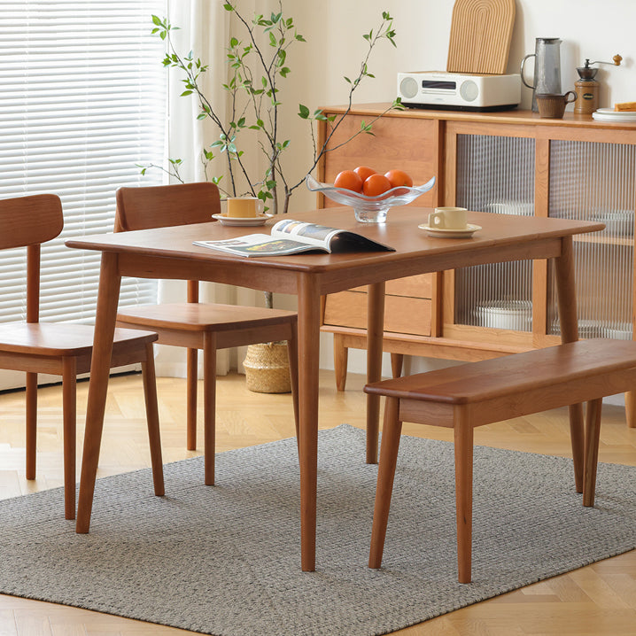 Rechteck Esstisch zeitgenössischer Stil Massivholz Tisch mit 4 Beinen