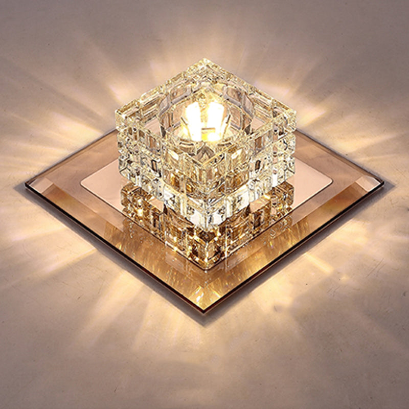 Contemporary Geometric Flush Mount Light Crystal Ceiling Light with Hole 3'' Dia