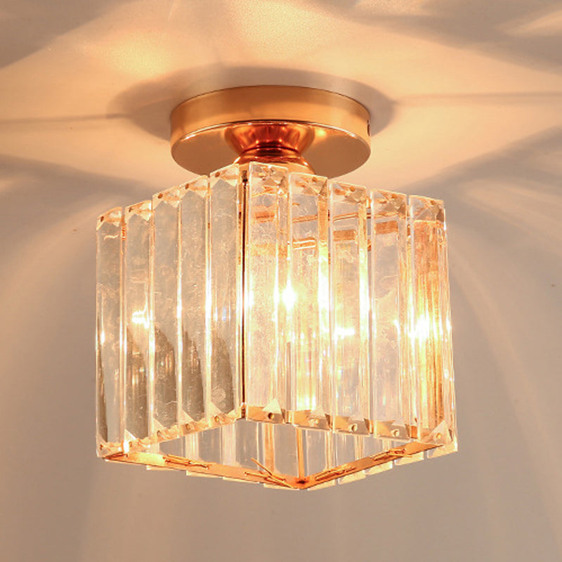 Contemporary Style Geometric Semi Flush Light Fixtures Crystal 1 Light Lighting Fixture