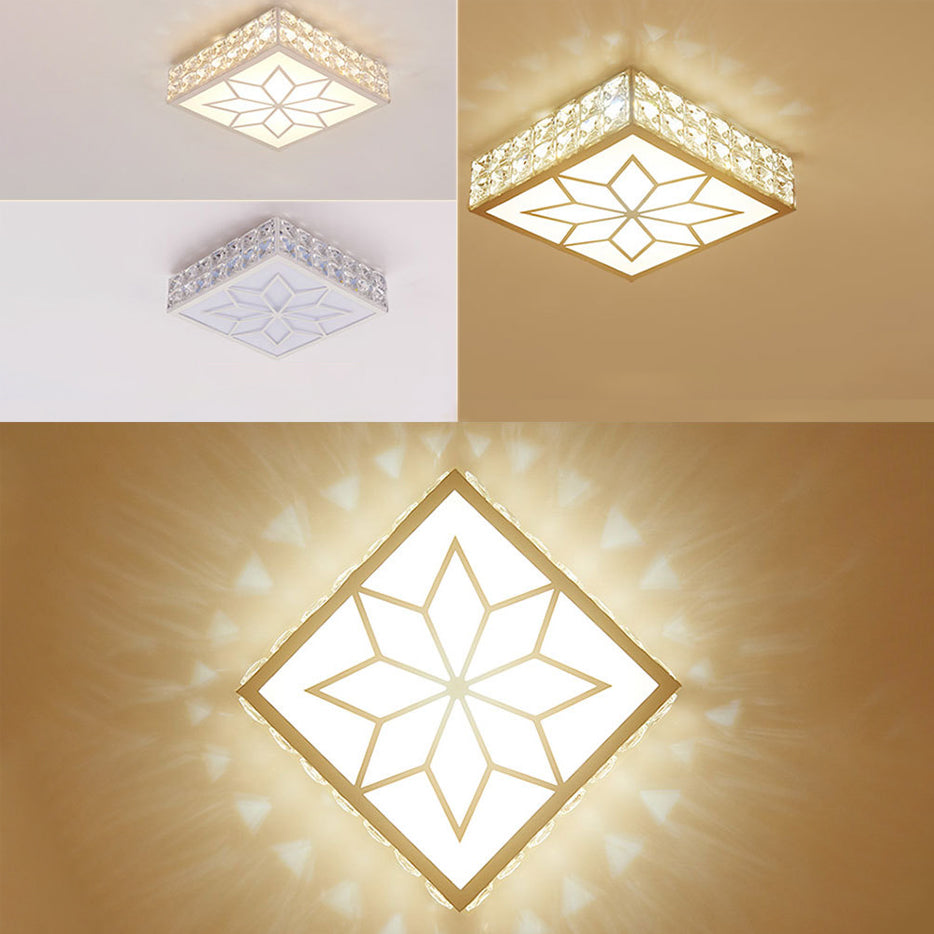 Modern Style Geometric Flush Mount Crystal Led Flush Mount with Hole 2-3.5'' Dia