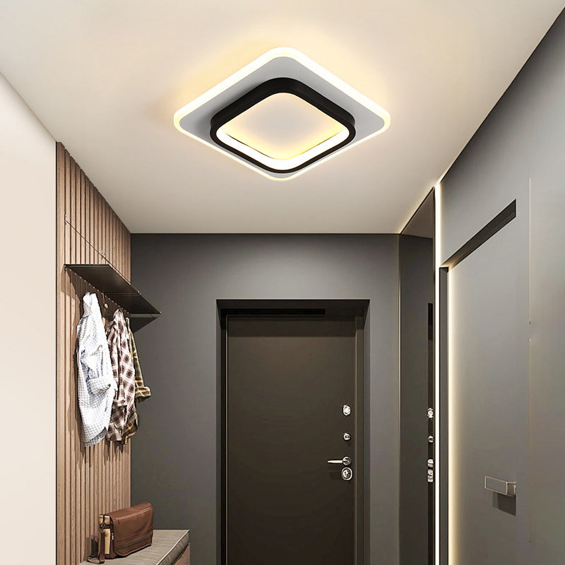 Modern Geometric Ceiling Lamp Aluminium 1 Light Flush Mount with Hole 2.5-4'' Dia