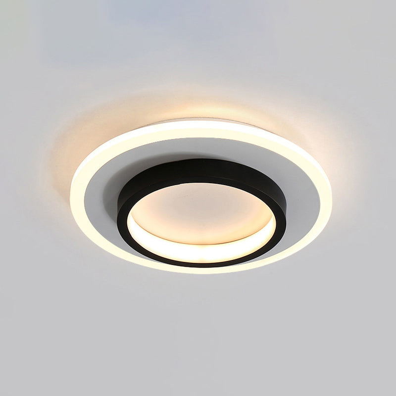 Modern Geometric Ceiling Lamp Aluminium 1 Light Flush Mount with Hole 2.5-4'' Dia