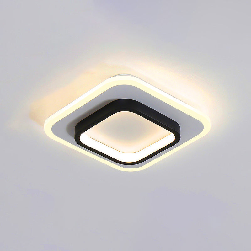 Modern Geometric Ceiling Lamp Aluminium 1 Light Flush Mount with Hole 2.5-4'' Dia