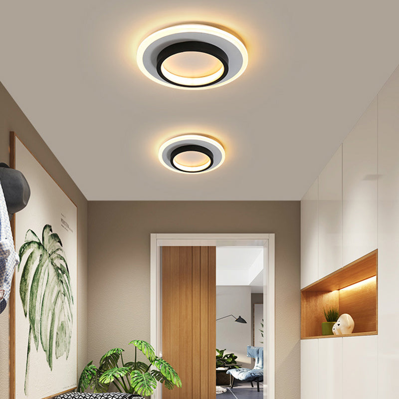 Modern Geometric Ceiling Lamp Aluminium 1 Light Flush Mount with Hole 2.5-4'' Dia