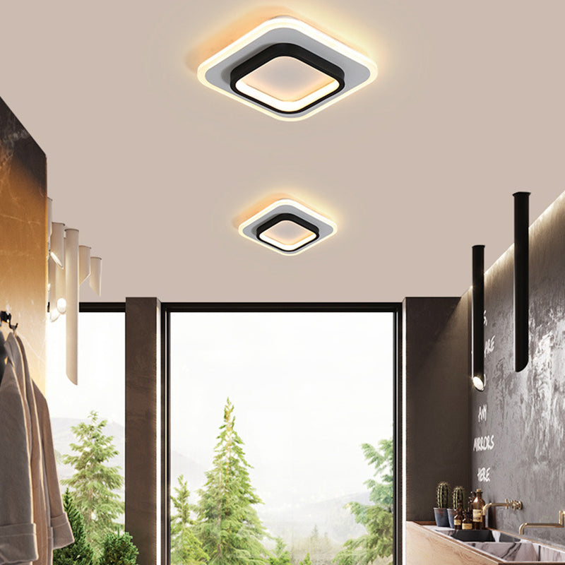 Modern Geometric Ceiling Lamp Aluminium 1 Light Flush Mount with Hole 2.5-4'' Dia