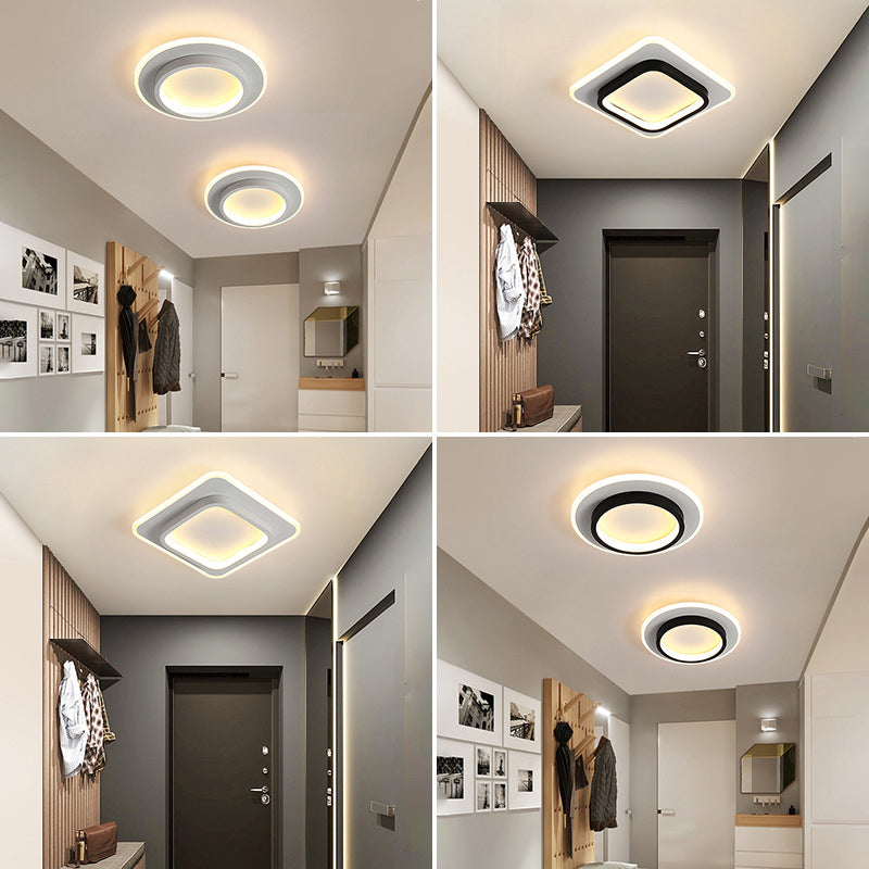 Modern Geometric Ceiling Lamp Aluminium 1 Light Flush Mount with Hole 2.5-4'' Dia