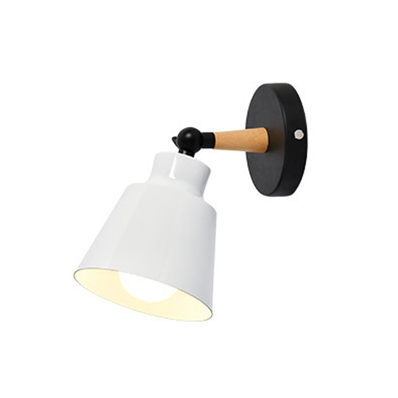 Lámpara de pared geométrica de madera de pared de la pared nórdica nórdica moderna con sombra de hierro forjado